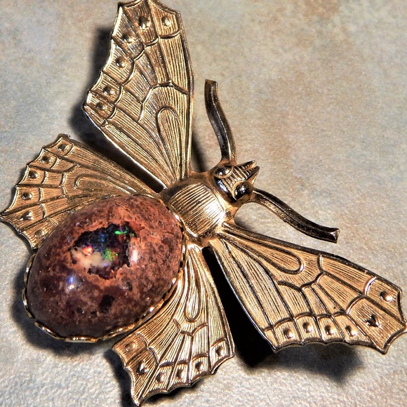 Boulder Opal Butterfly Brooch - Picture 4 of 8